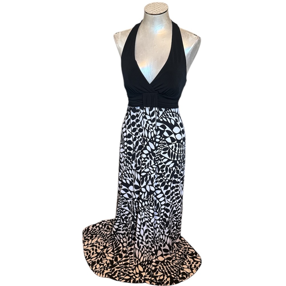 Speechless Juniors Halter Maxi Black And White Dress Low Back Size Medium New